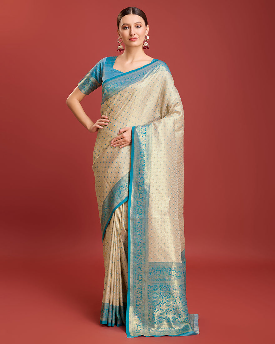 Monjolika Fashion Sky Blue Kanjivaram Silk Mesmerizing Saree