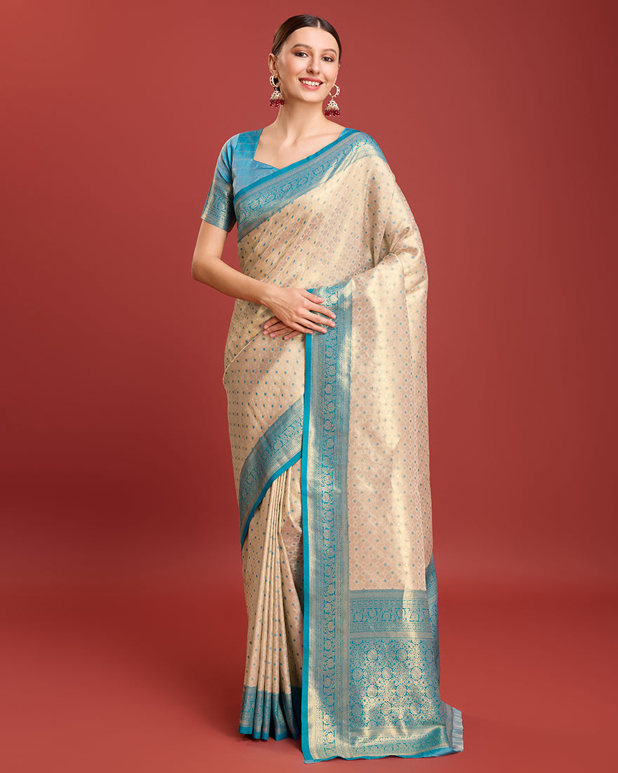 Monjolika Fashion Sky Blue Kanjivaram Silk Mesmerizing Saree