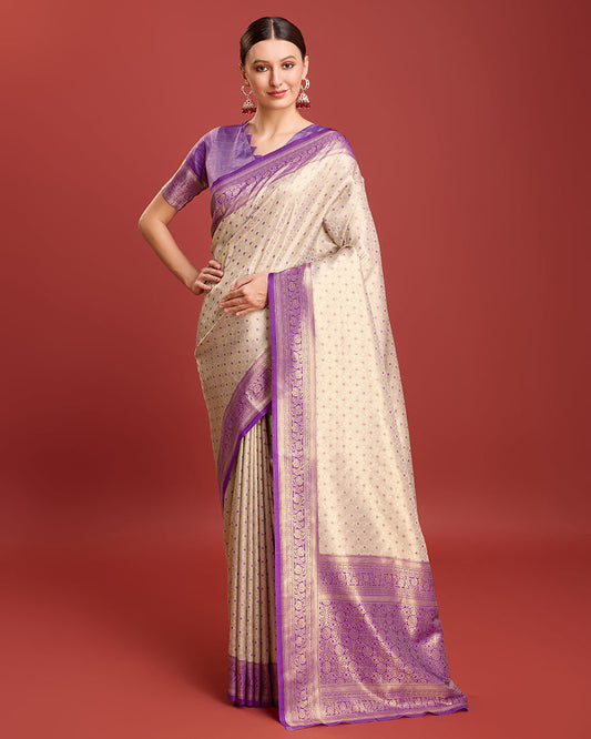 Monjolika Fashion Lavender Kanjivaram Silk Mesmerizing Saree