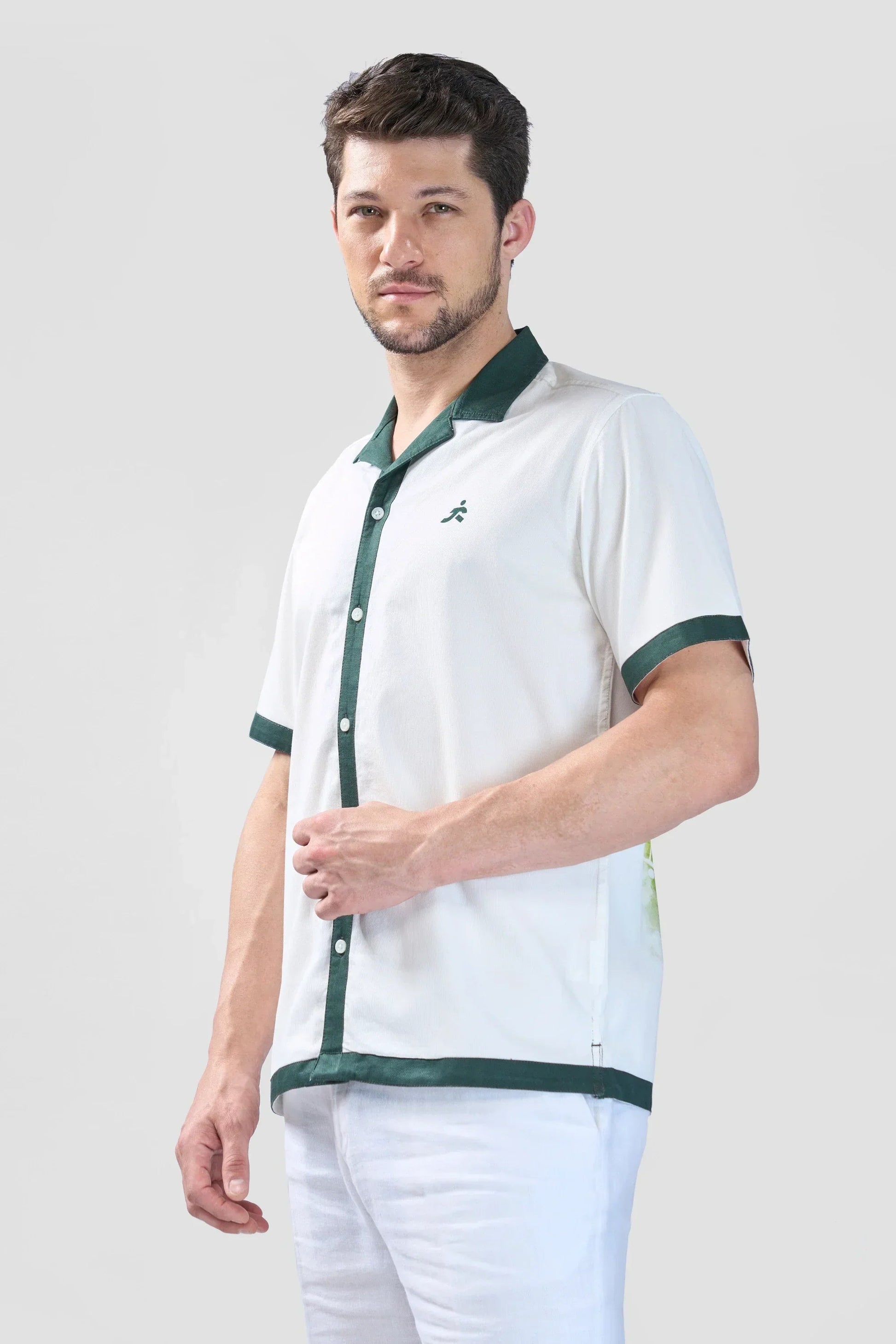 Xkind White Polo Backprinted Textured Relaxed Fit Shirt 