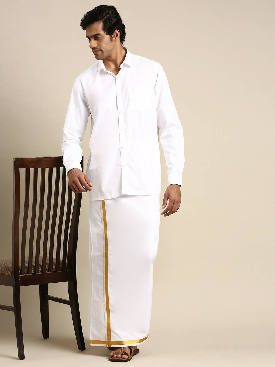 Ramraj Cotton Mens Full Sleeve White Shirt Plus Size - Pure Cotton 