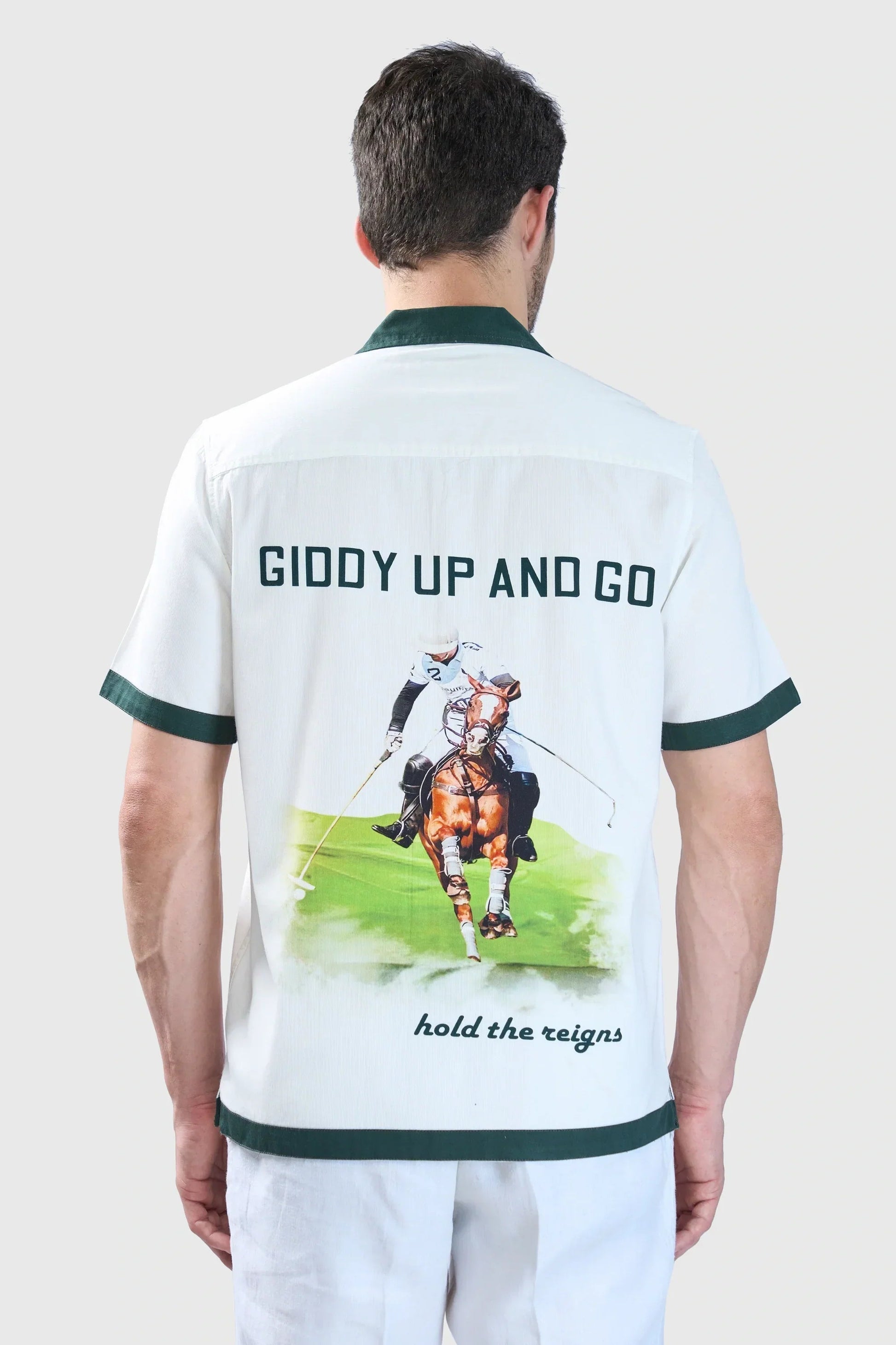 Xkind White Polo Backprinted Textured Relaxed Fit Shirt 