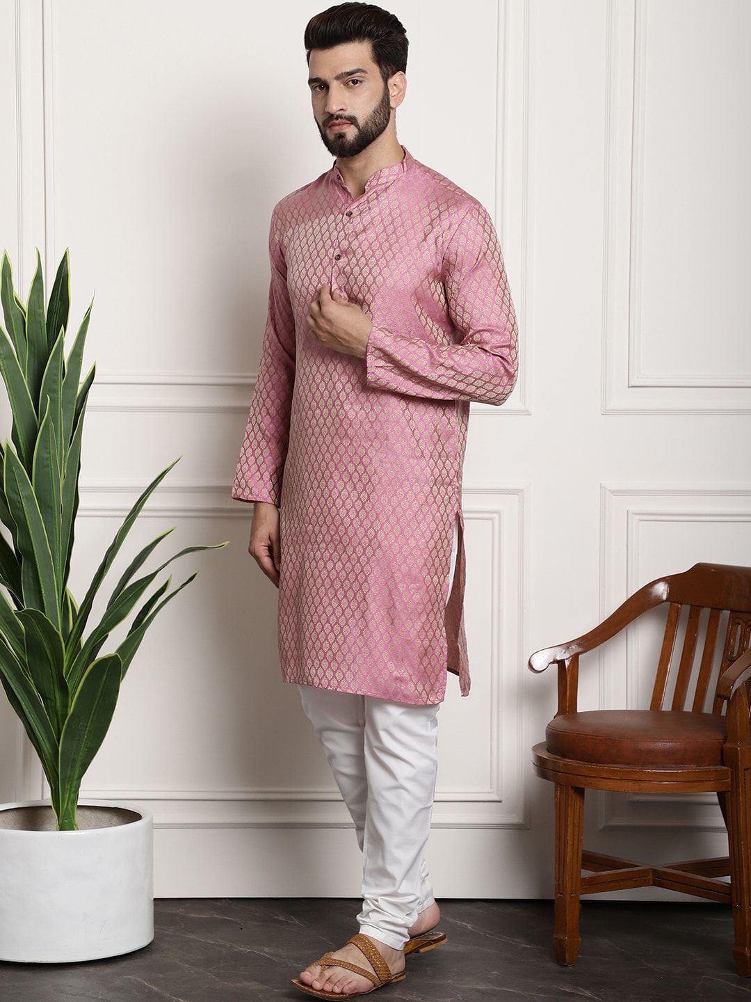 Sojanya Ethnic Motifs Woven Design Straight Kurta With Churidar 