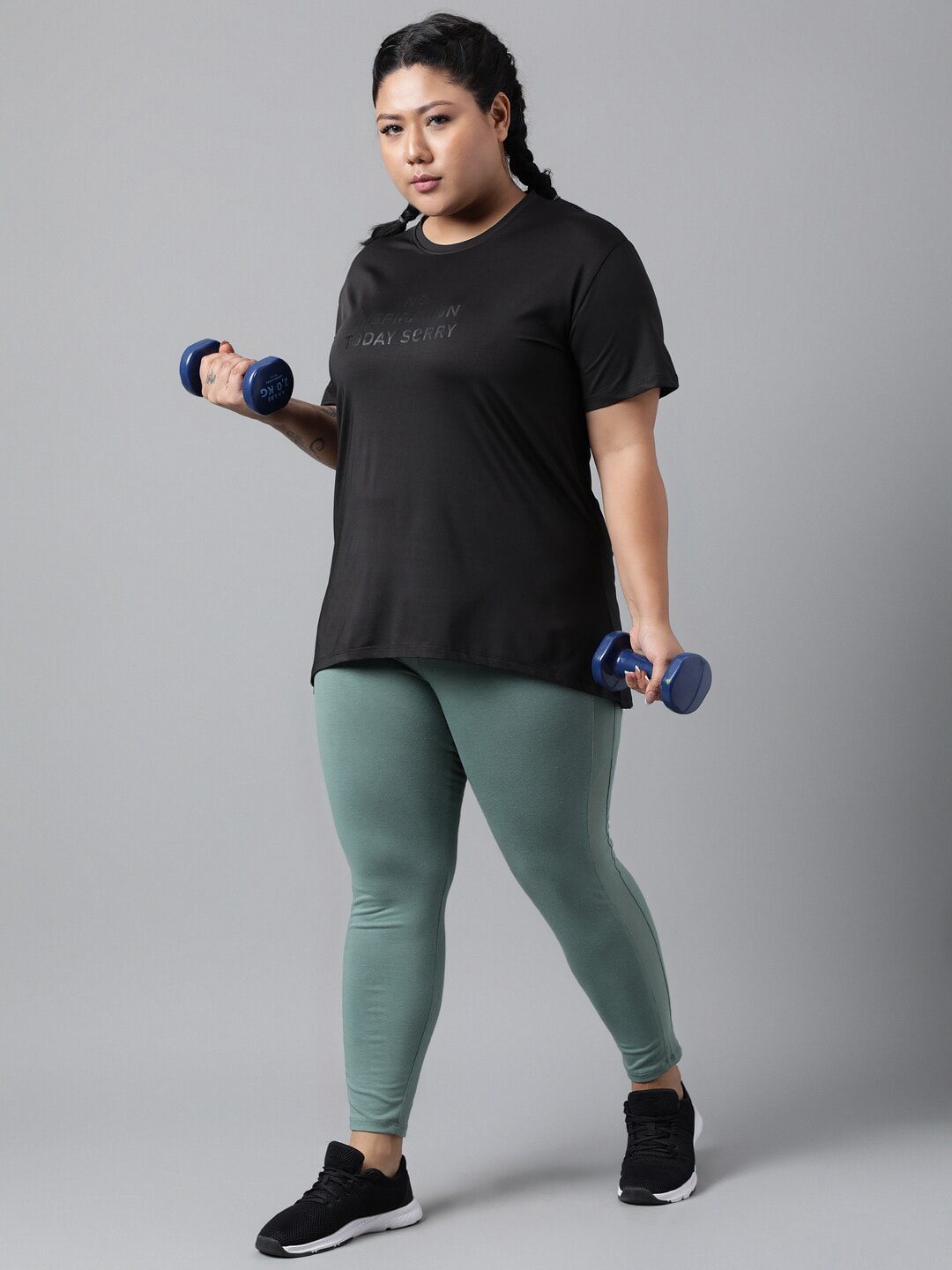MKH Plus Size Typography Printed Dri-FIT Relaxed Fit Drop-Shoulder Sleeves Gym T-shirt 
