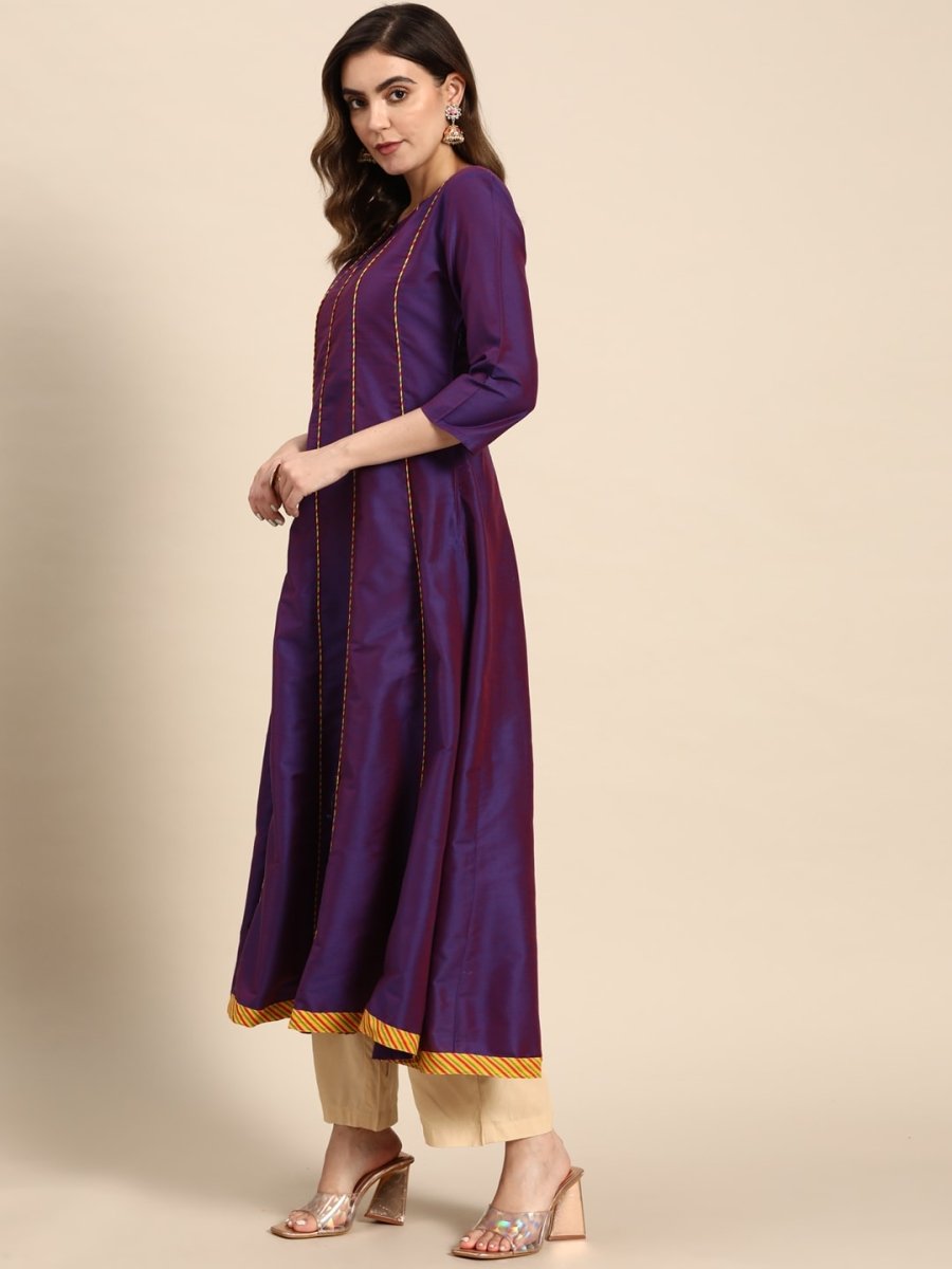 All About You Women Keyhole Neck A-Line Kurta & Dupatta
