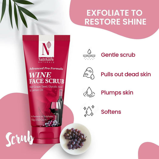 NutriGlow NATURAL'S Advanced Pro Formula Wine Face Scrub - Grab2buy