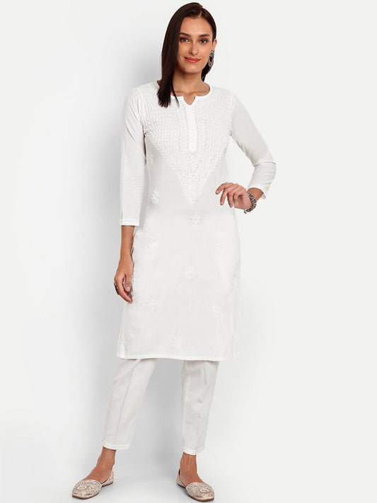 ADA Floral Embroidered Chikankari Kurta 