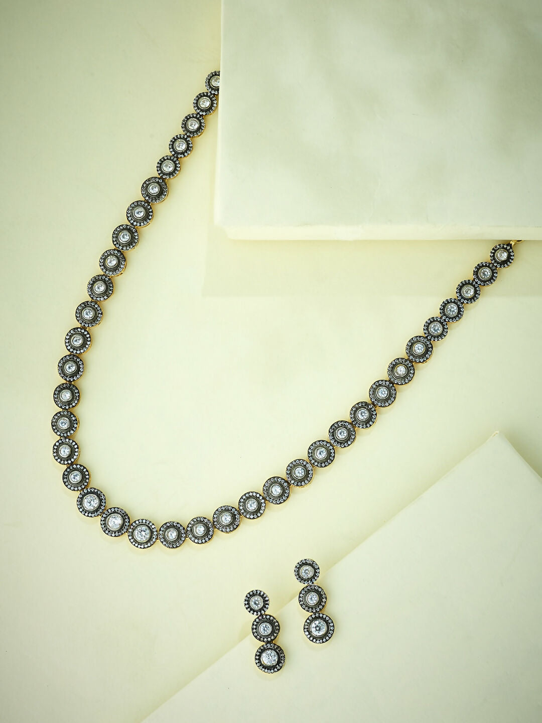 Nuyug 22K Gold-Plated Crystal Stone Studded Necklace Set | Grab2Buy