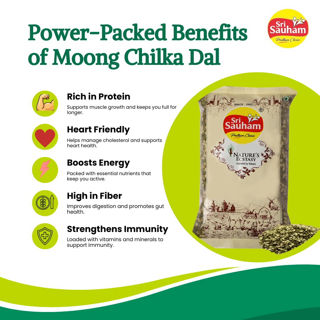 Sri Sauham Premium Unpolished Moong Chilka Dal