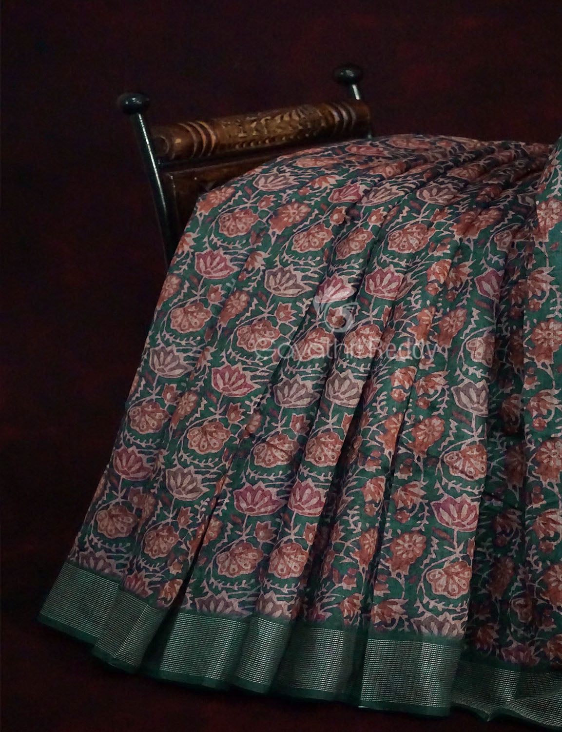 Light Green Lotus Print Semi Chanderi Grab2Buy By Gayathri Reddy Designer Studio 