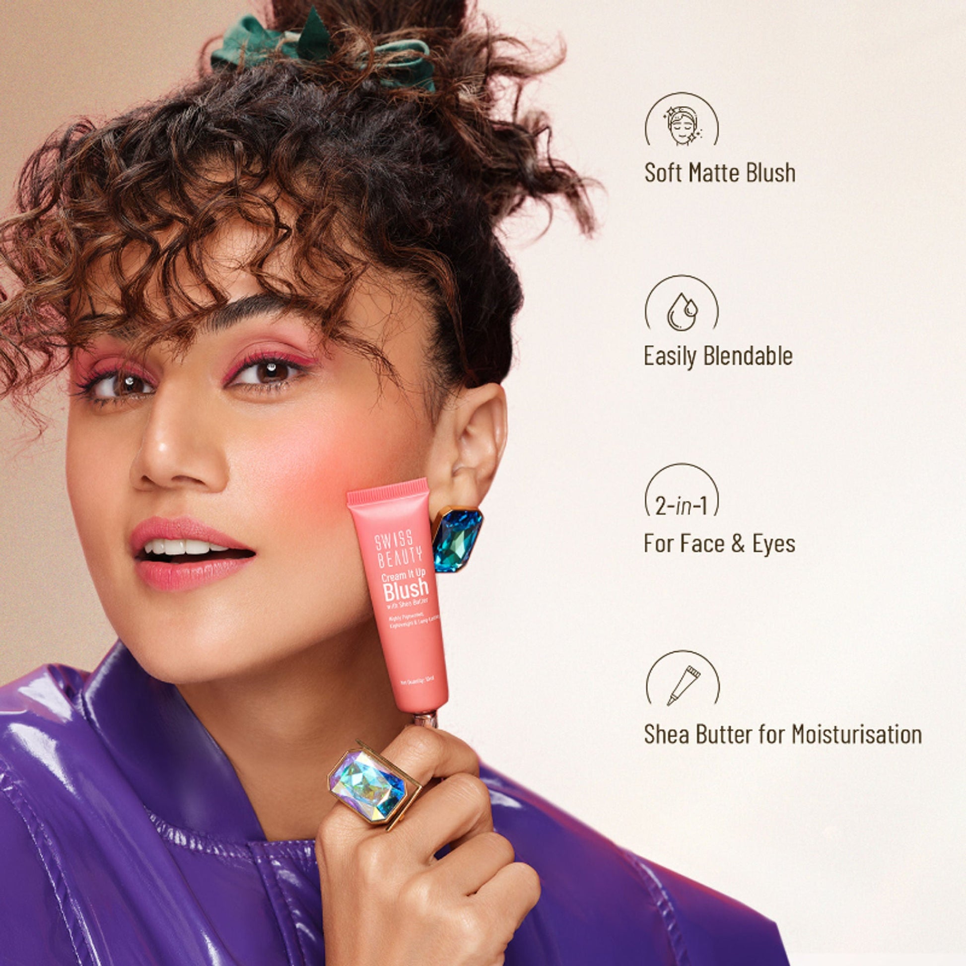 Swiss Beauty Cream It Up Blusher With Shea Butter , Multi-Functional , Matte Finish - 3 Cheeky Peach