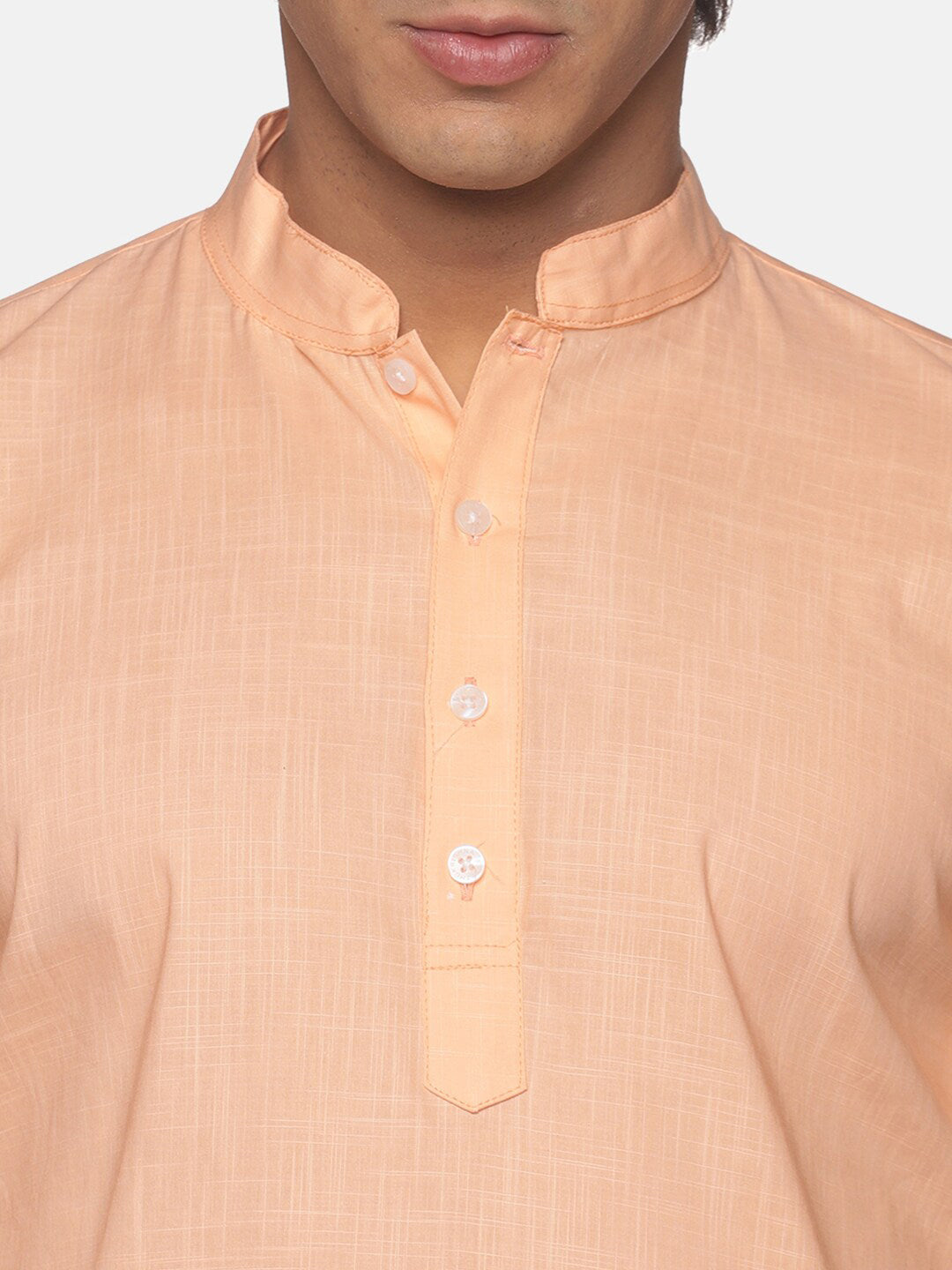 Sethukrishna Men Orange Pure Cotton Kurta with Pyjamas