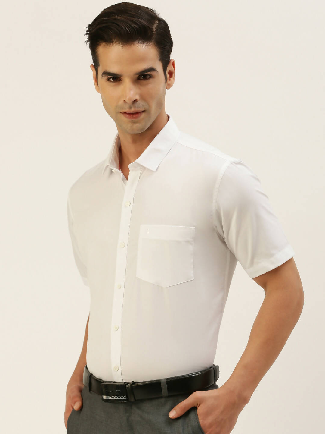 Ramraj Cotton Mens Half Sleeve Formal 100% Cotton White Shirt 