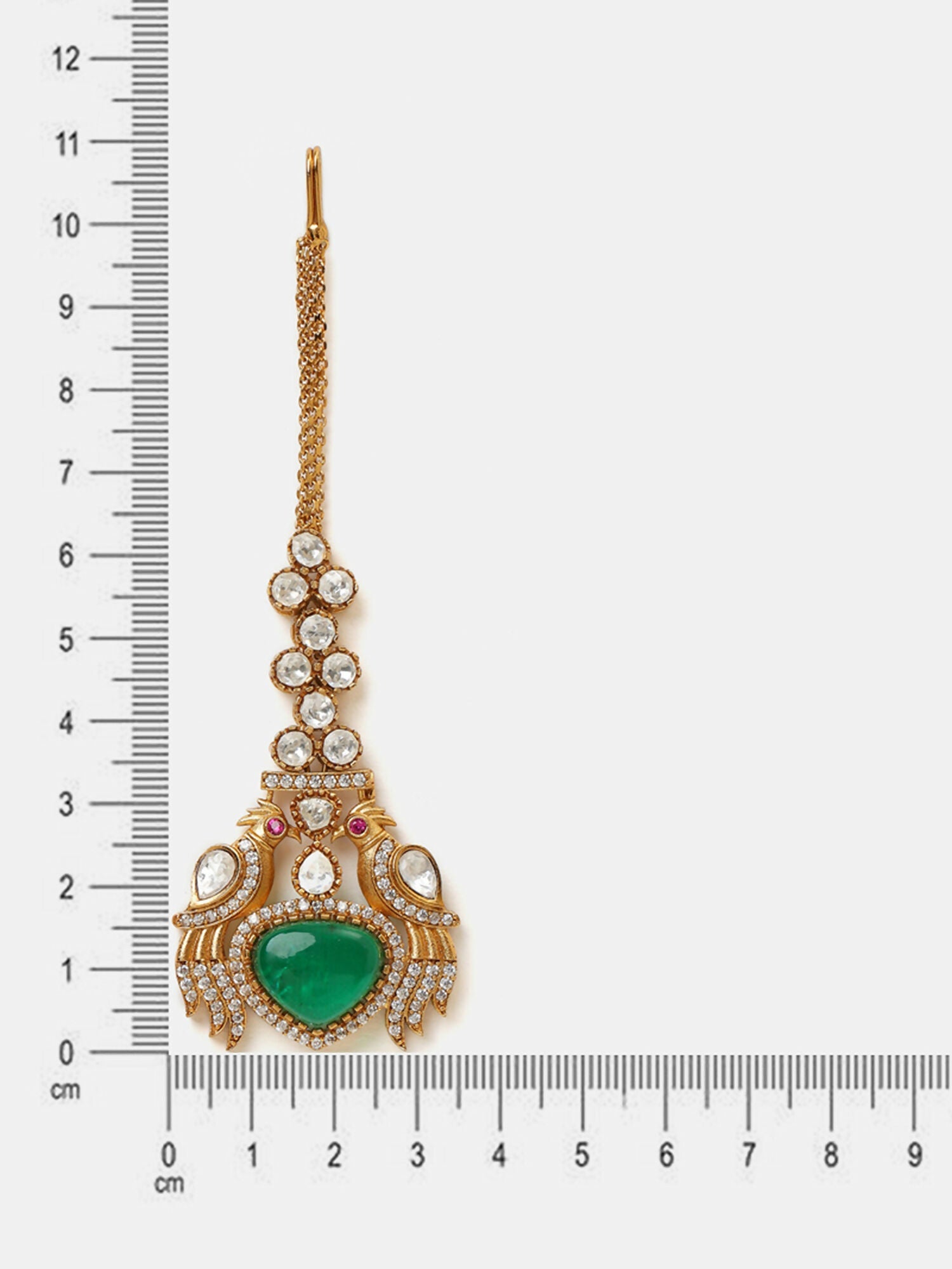 Ruby Raang Heart Kundan Maang Tikka