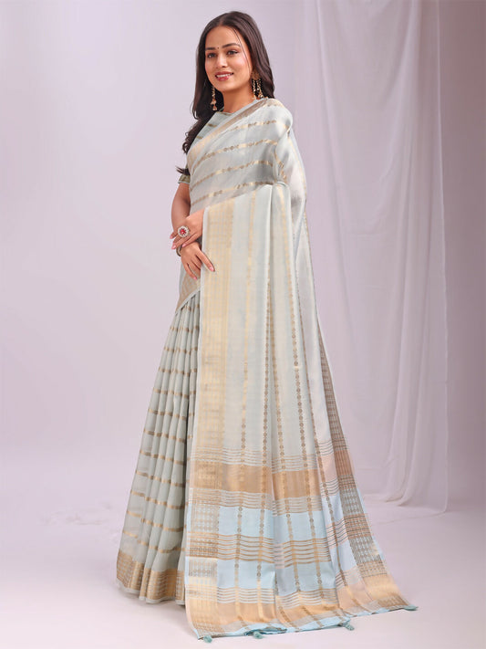 Shree Shyam Fashion Organza Sky Blue Saree