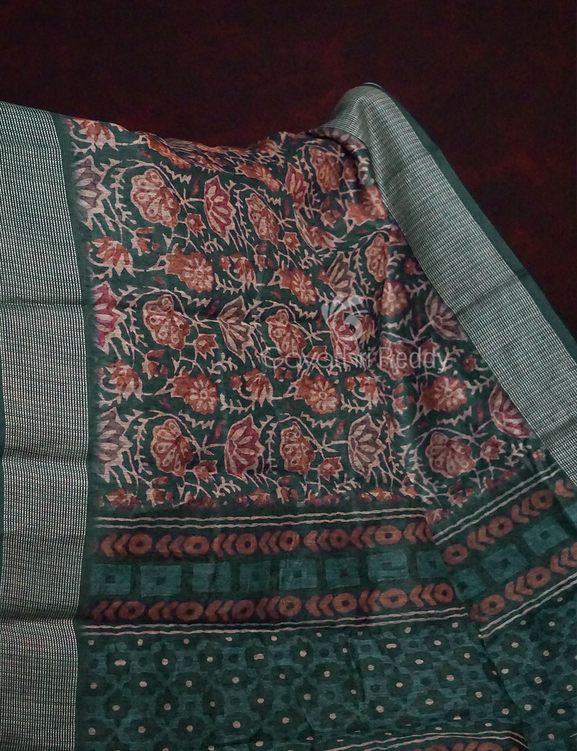 Light Green Lotus Print Semi Chanderi Grab2Buy By Gayathri Reddy Designer Studio 