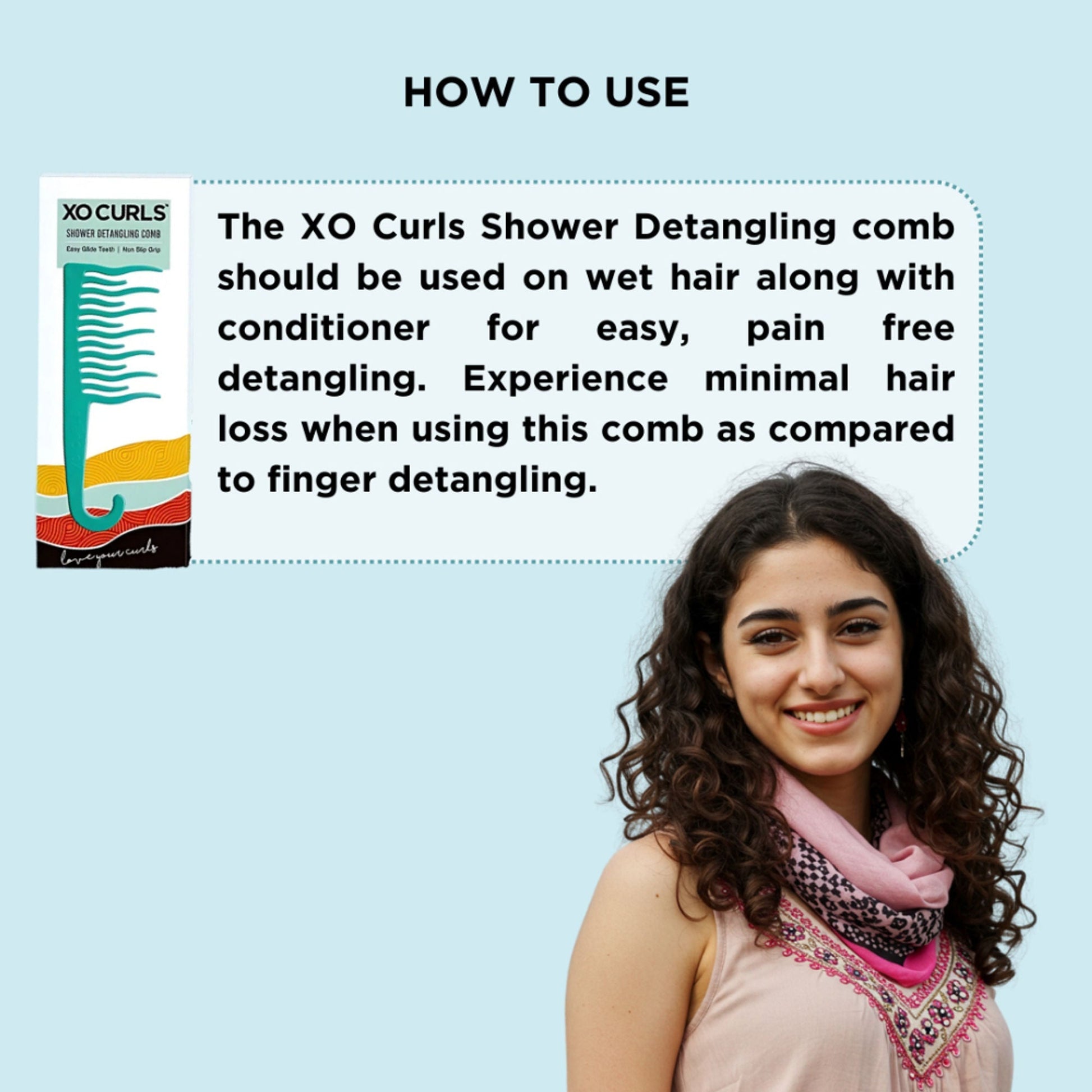 XO Curls Shower Detangling Comb - Green  Grab2Buy XO Curls Grab2Buy