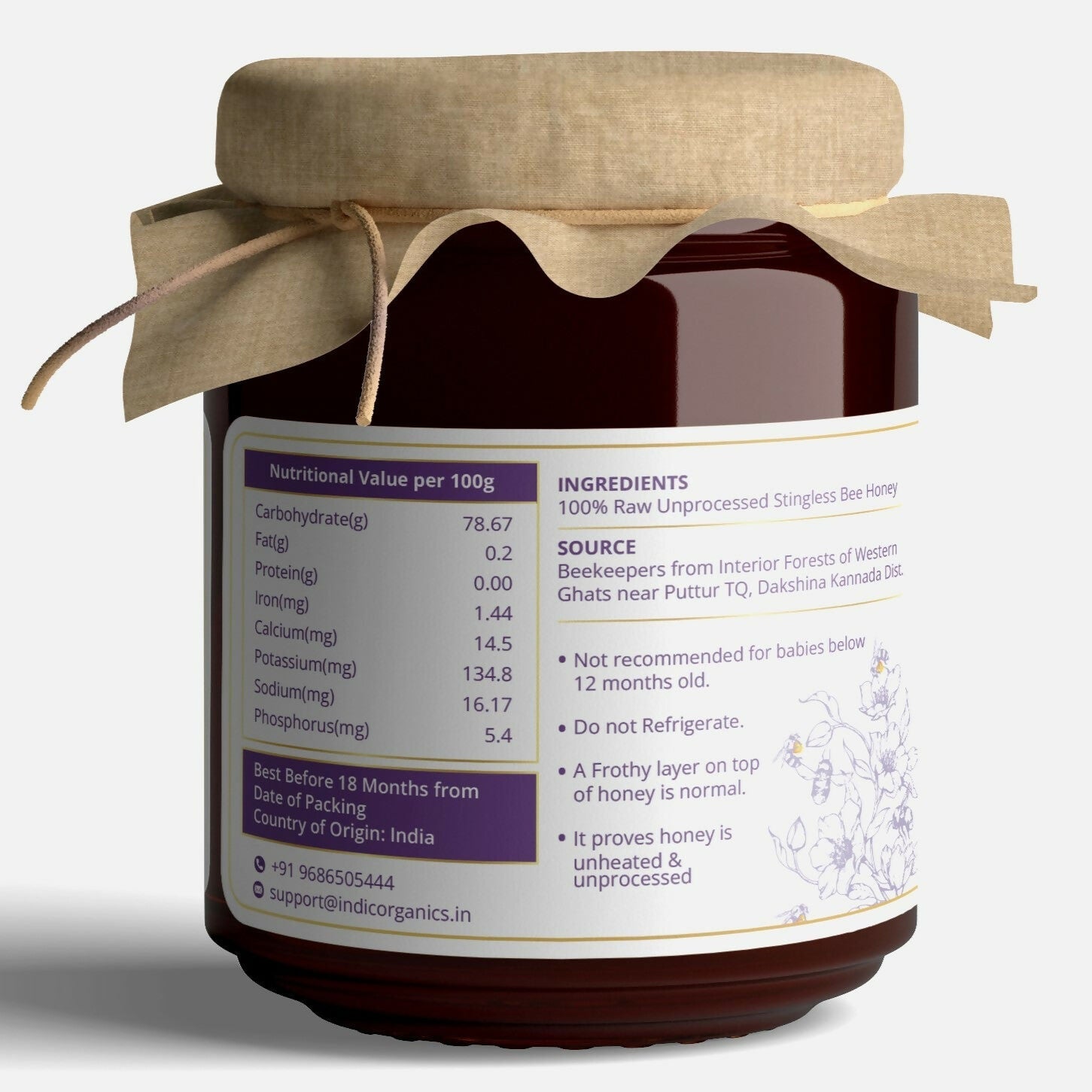 Indic Organics Small Stingless Bee Raw Honey from Western Ghats - Grab2buy