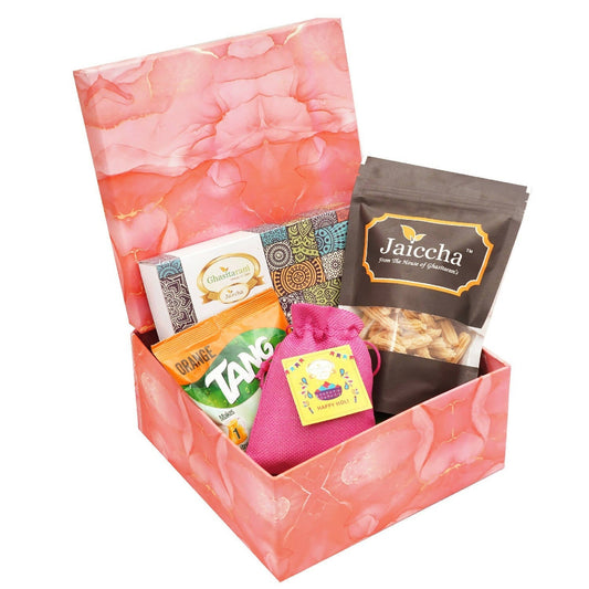 Ghasitaram Colourful Holi Box of Gujiyas, Butter Chakli, and Thandai 