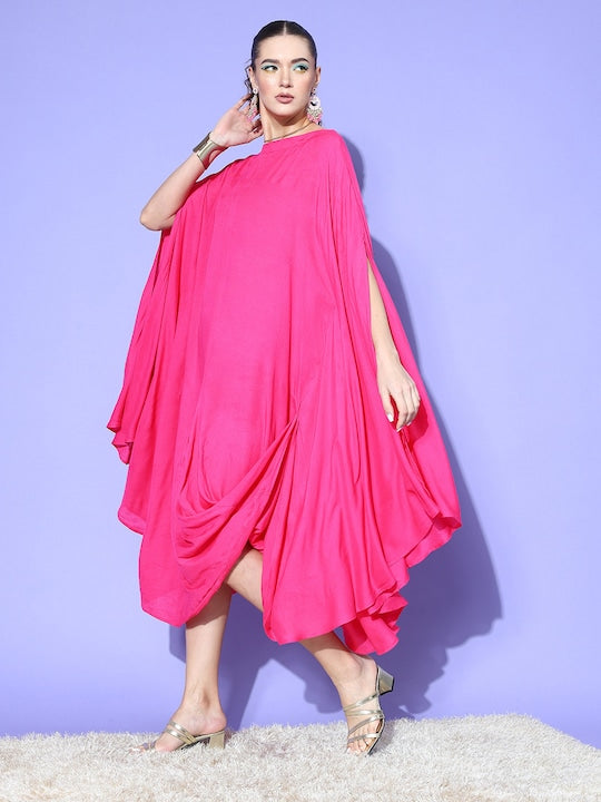 InWeave Fuchsia Rayon Cowel Style Kaftan 