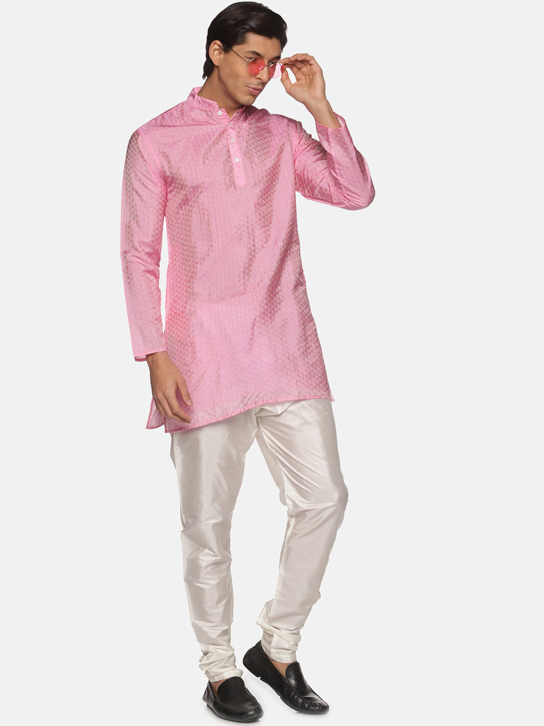 Sethukrishna Men Pink Kurta with Churidar