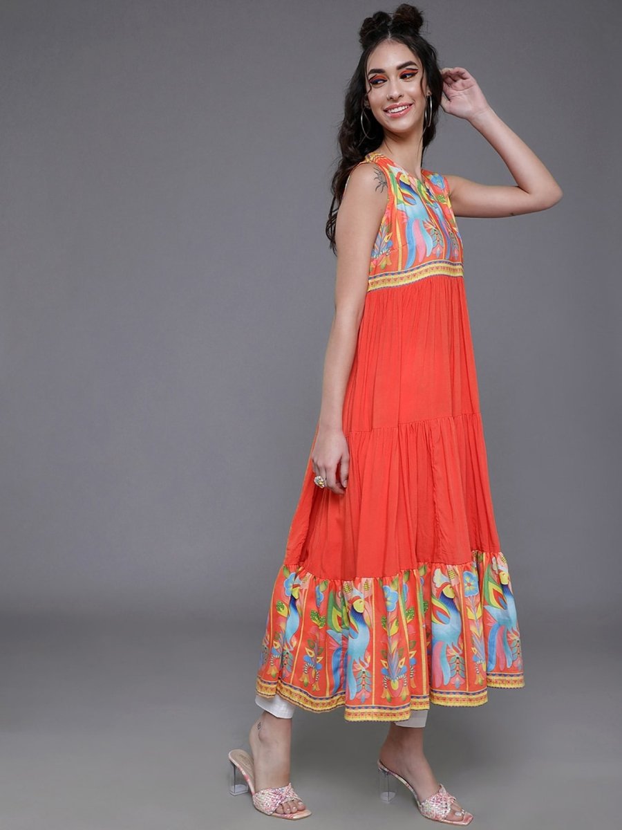 Aks Ethnic Motifs Printed Anarkali Tiered Kurta
