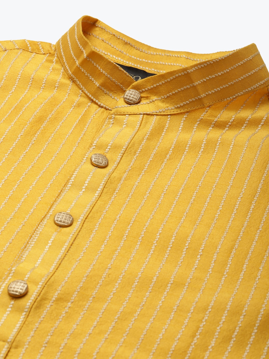 Sojanya Men Mustard Yellow Kurta with Churidar & Nehru Jacket 