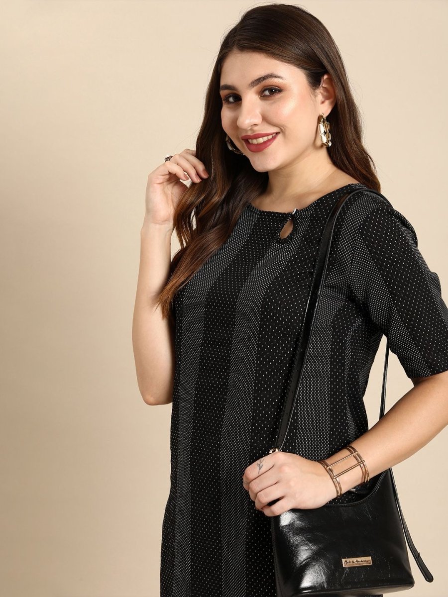 Anouk Women Striped Keyhole Neck Cotton Kurta | Grab2Buy