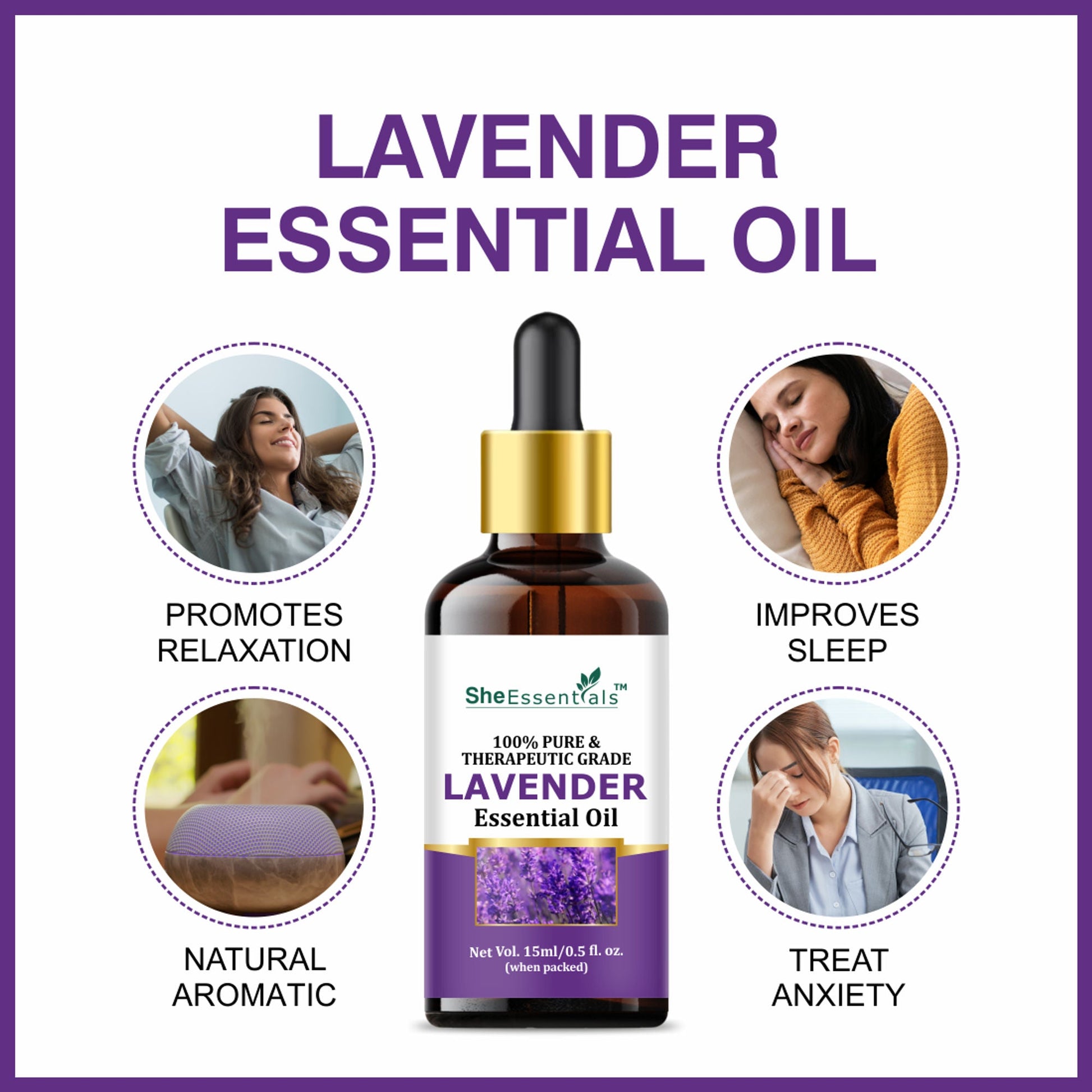 She Essentials Lavender & Rose Essential Oil Combo For Skincare & Haircare