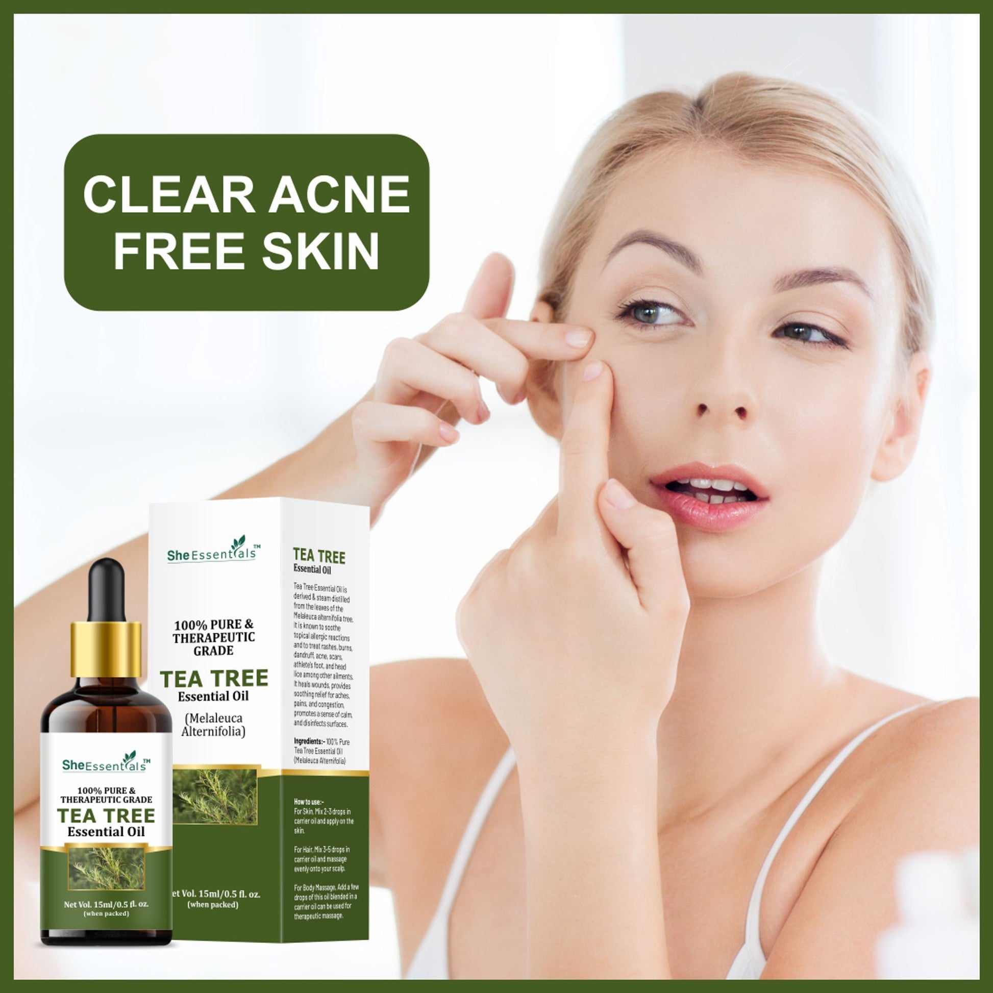 She Essentials Sandalwood & Tea Tree Essential Oil Combo - Hair & Skin