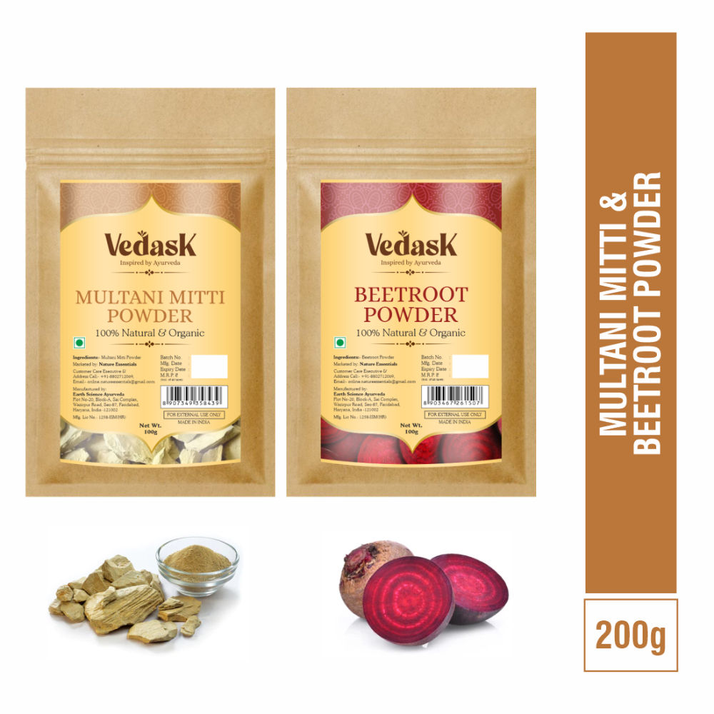 Vedask Organic Multani Mitti And Beetroot Powder Combo Pack  Grab2Buy Vedask Grab2Buy