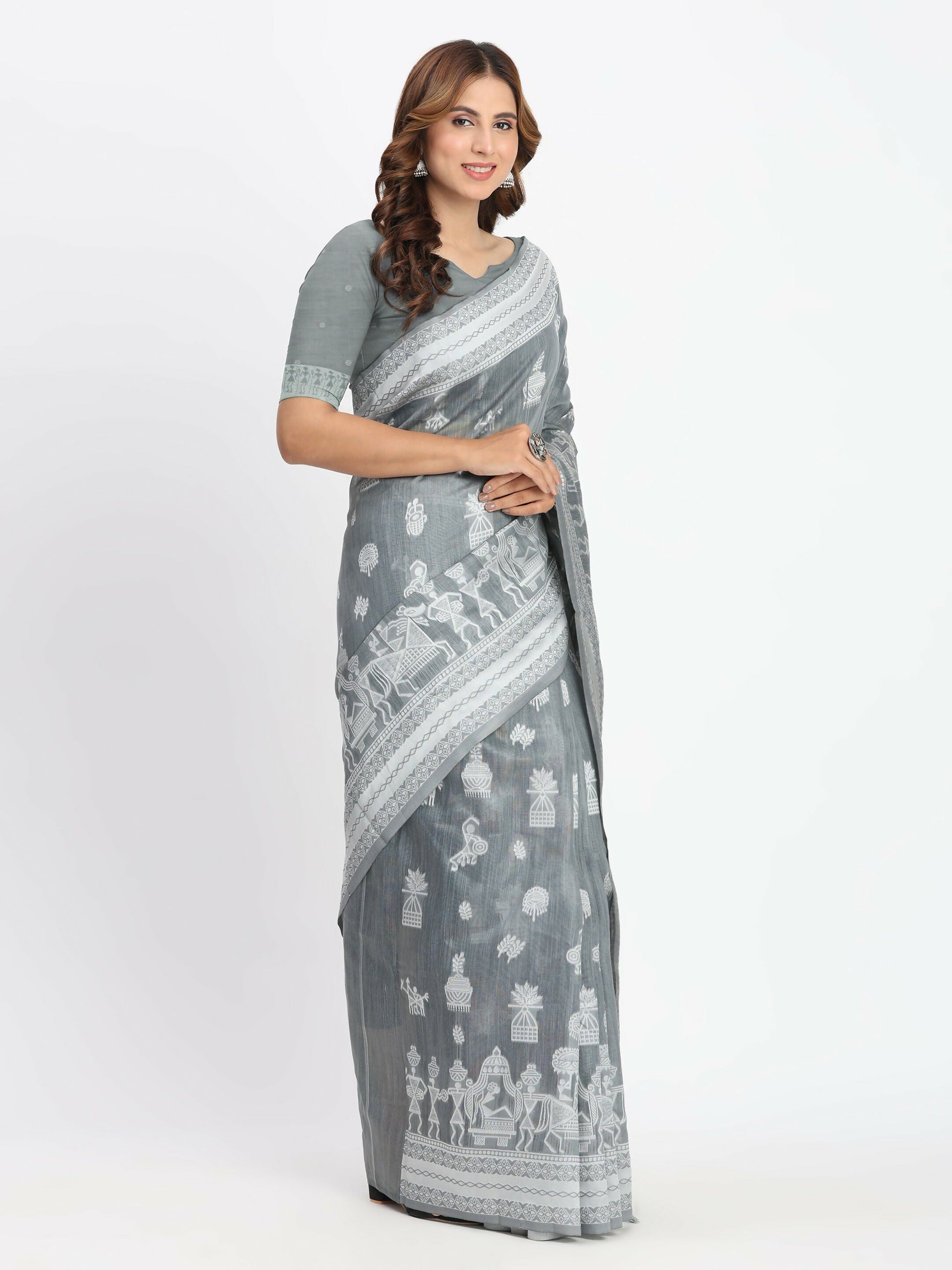 Shree Shyam Fashion Linen Cotton Pink Saree