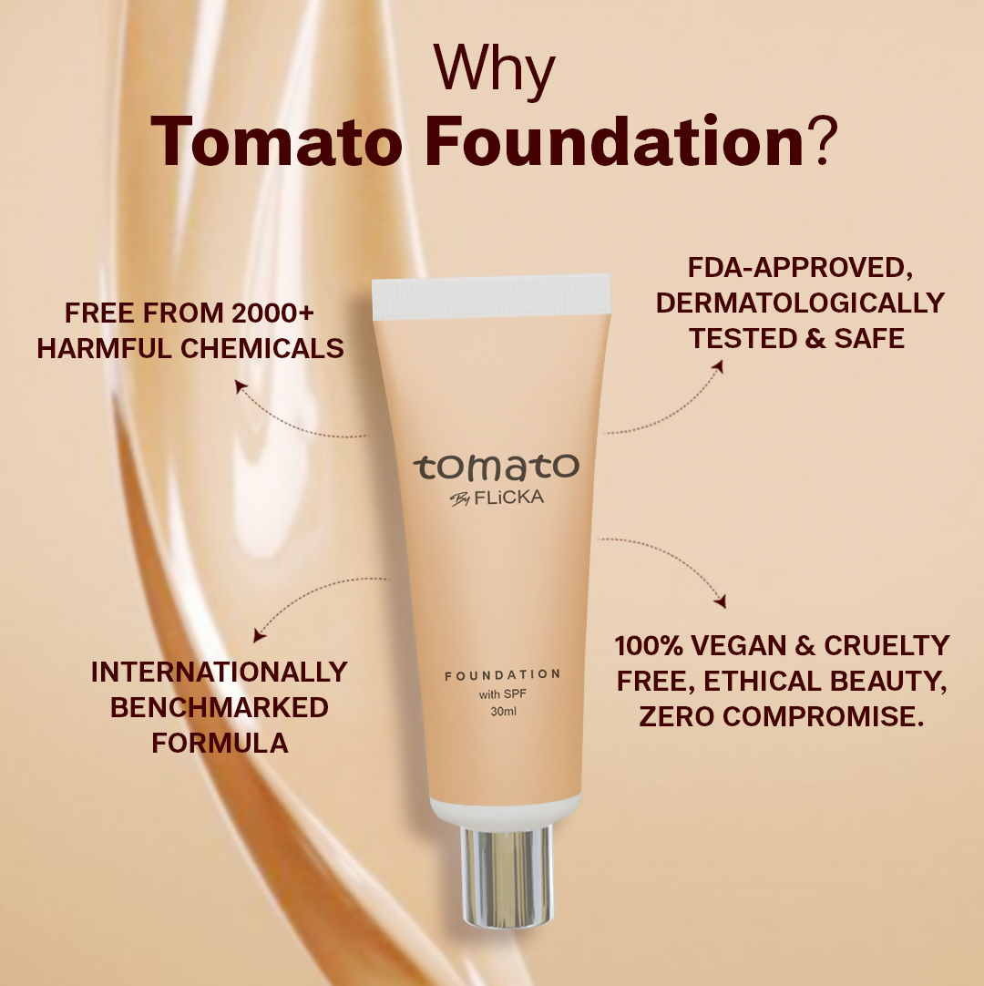 Flicka Cosmetics Tomato Moisturizing Lightweight & Long Lasting Liquid Foundation Walnut 04