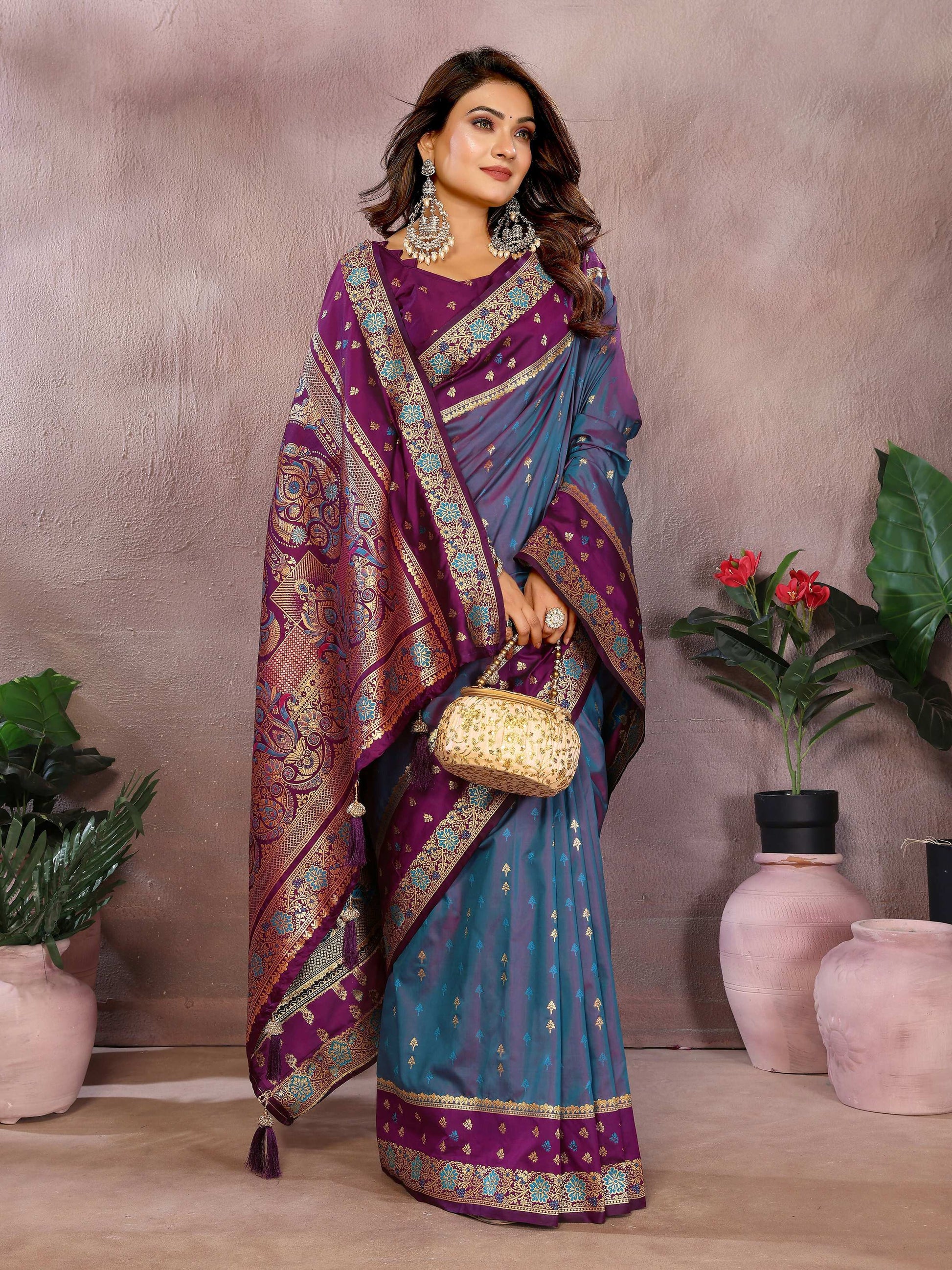 Aastha Fashion Grey Kalamkari Silk Zari Woven Saree