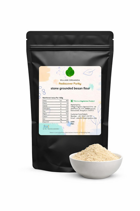 Village-Organica Besan Stone Grounded Unpolished Gram Flour  Grab2Buy Village-Organica Grab2Buy
