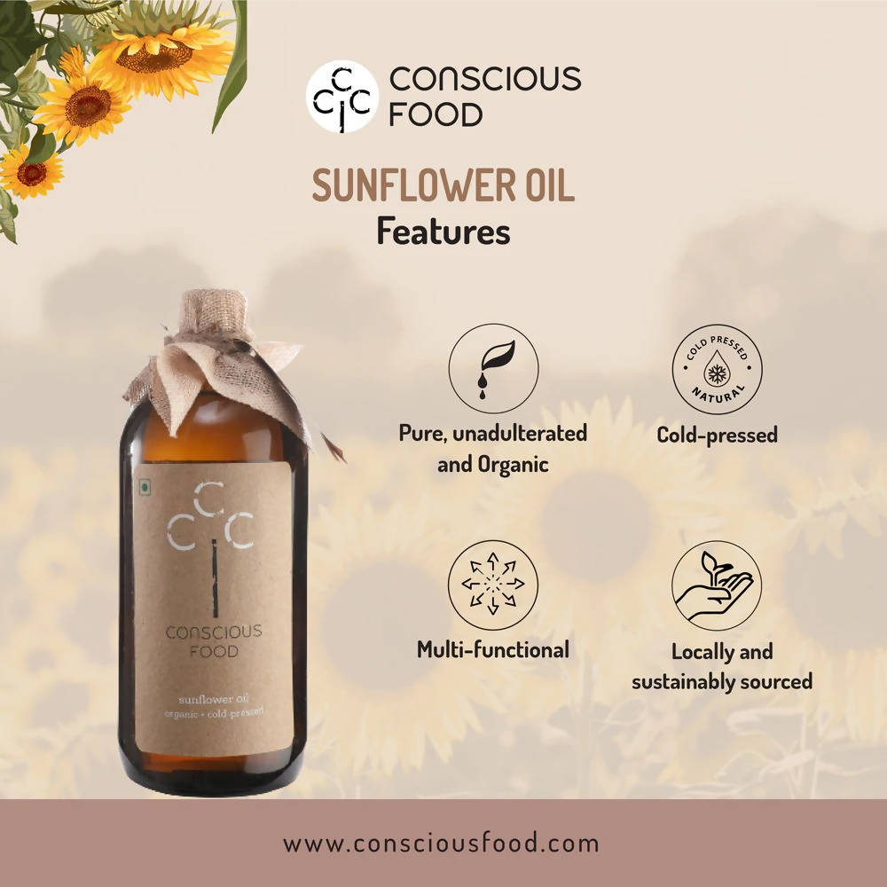 Conscious Food Organic Sunflower Cold Pressed Oil 