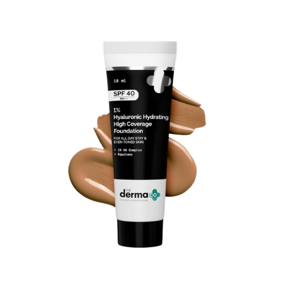 The Derma Co 1% Hyaluronic Hydrating High Coverage Foundation With SPF 40 PA+++ - 07 Cinnamon  Grab2Buy The Derma Co Grab2Buy