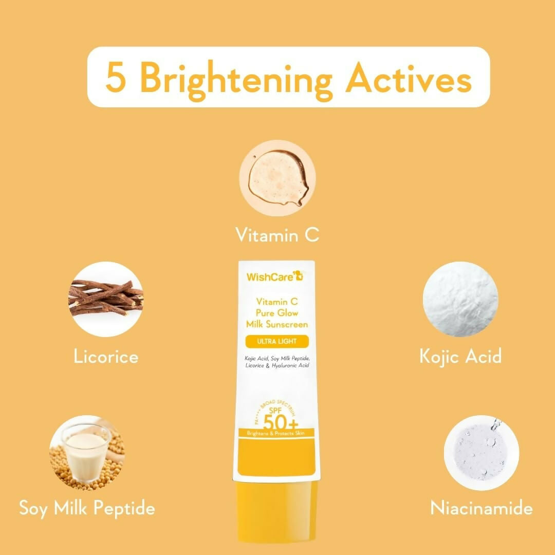 Wishcare Vitamin C Pure Glow Milk Sunscreen SPF 50  Grab2Buy Wishcare Grab2Buy