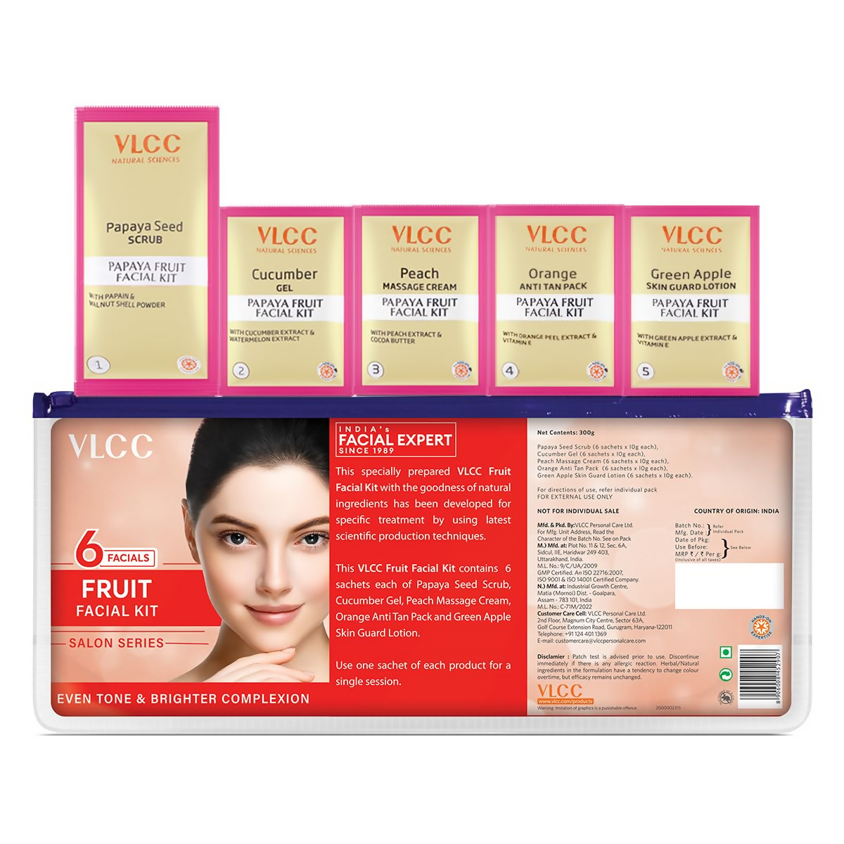 VLCC Salon Series Fruit Facial Kit - (6 Facials) For Lightens Dark Spots & Brightens Skin Tone  Grab2Buy VLCC Grab2Buy