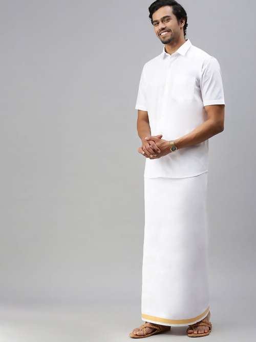 Ramraj Cotton Mens Half Sleeve White Shirt Plus Size - Breeze Cotton 