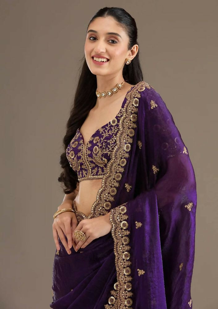 Joban Fashion Blue Frendy Satin Silk Party Wear Sarees