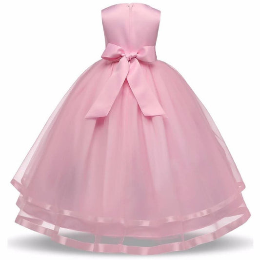 Asmaani Baby Girl's Pink Color Satin A-Line Maxi Full Length Dress (AS-DRESS_22063) - Grab2buy