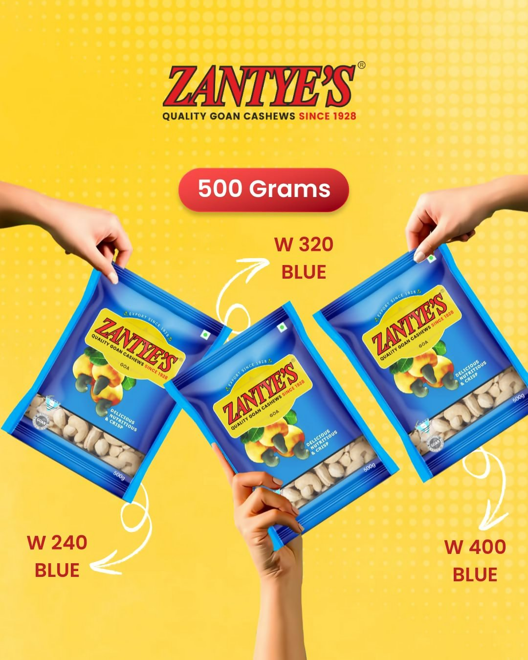 Zantye's Goan Cashew W320 Premium Kaju  Grab2Buy Zantye's Grab2Buy