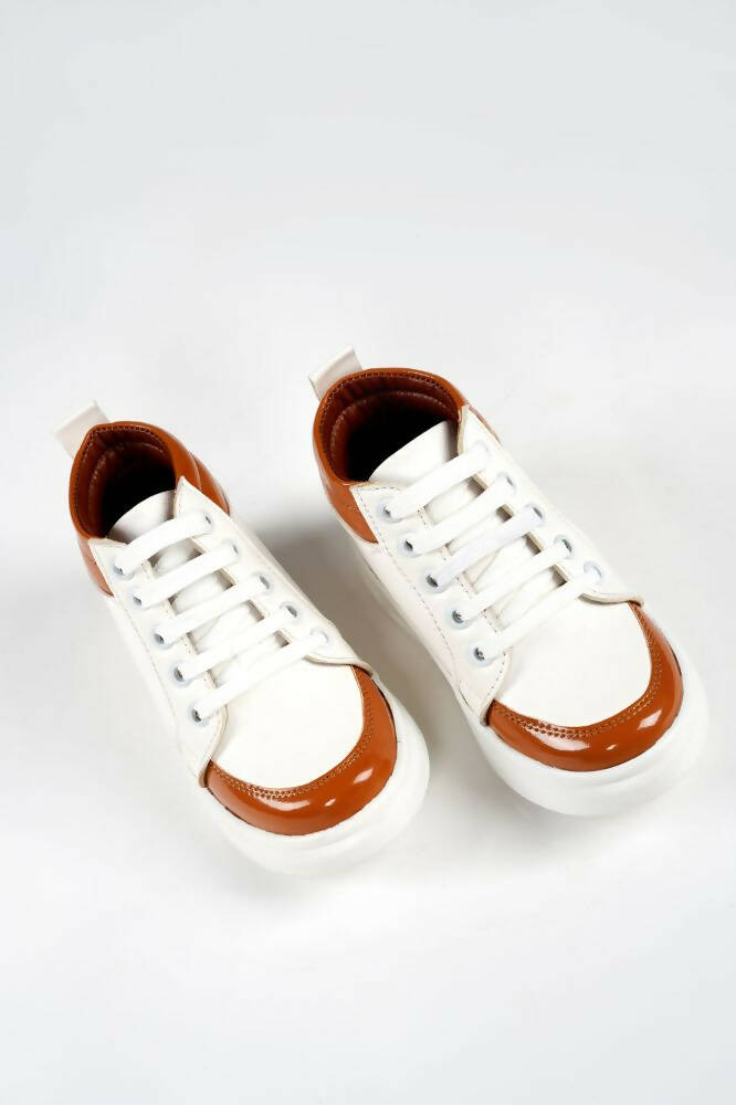 Tiny Bugs For Boys & Girls Mid Top Sneakers - White & Tan  Grab2Buy Tiny Bugs Grab2Buy