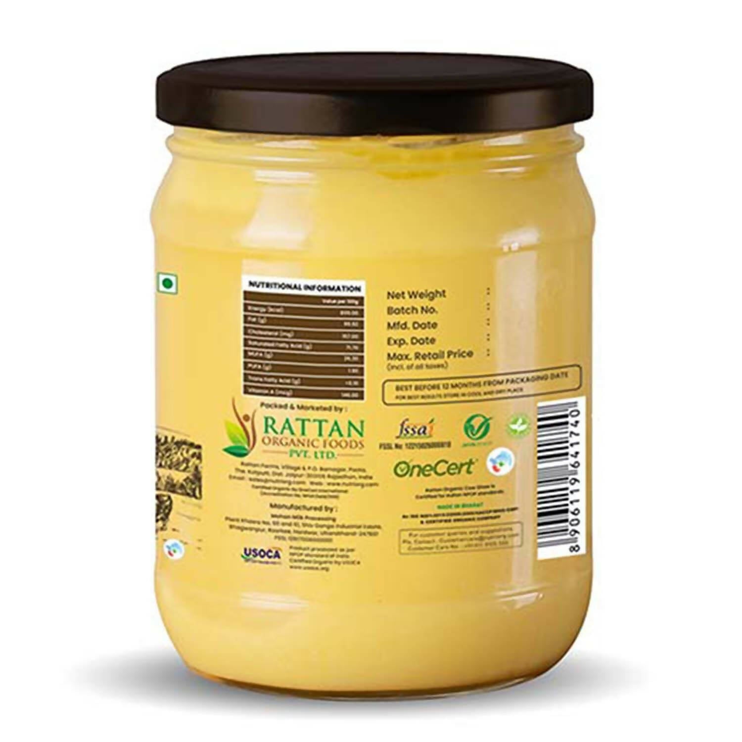 Nutriorg Certified Organic Cow Ghee | 100% Pure Cow Ghee | Premium & Authentic Ghee 