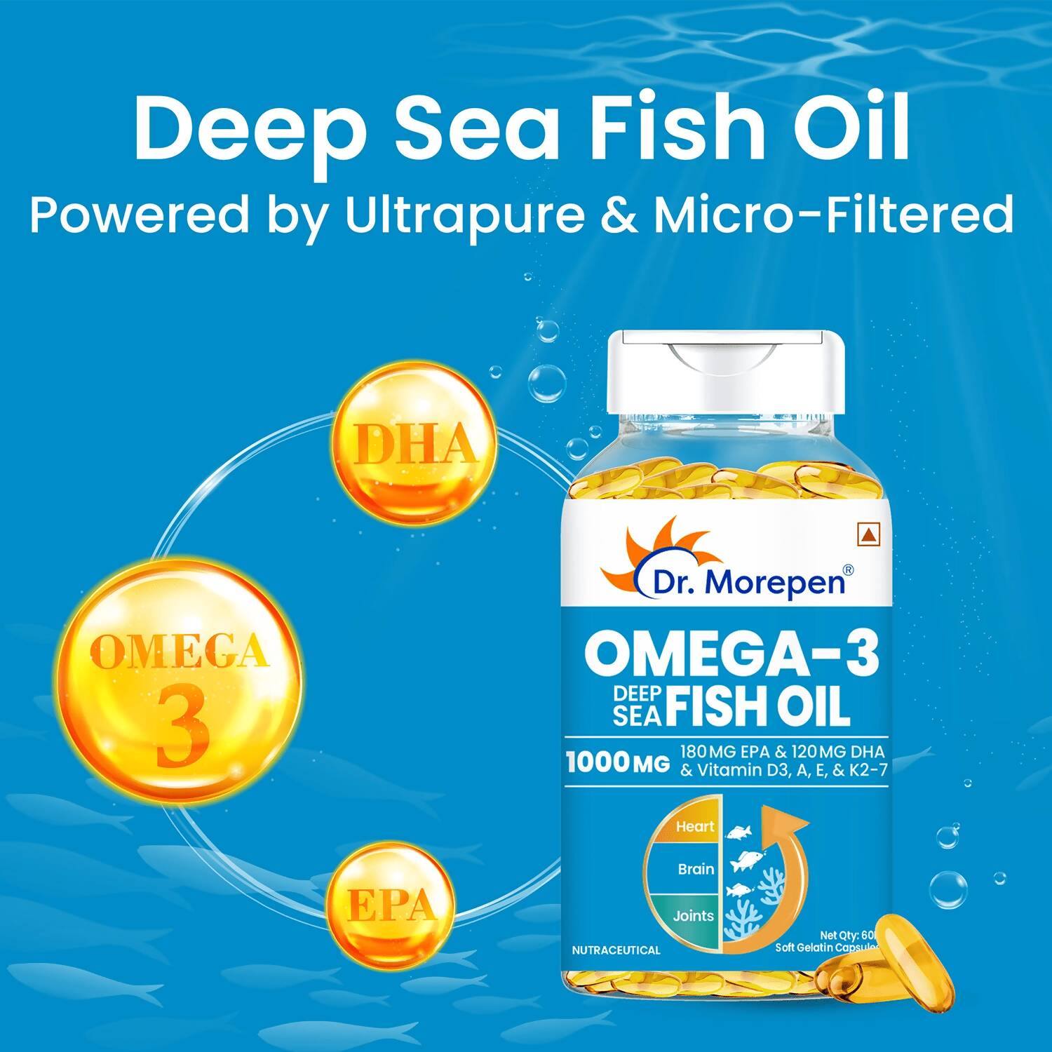Dr. Morepen Omega 3 Deep Sea Fish Oil Softgels - Grab2buy
