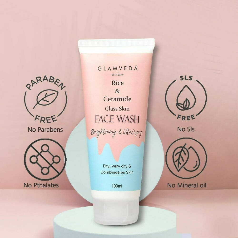 Glamveda Rice & Ceramide Glass Skin Face Wash - Grab2buy