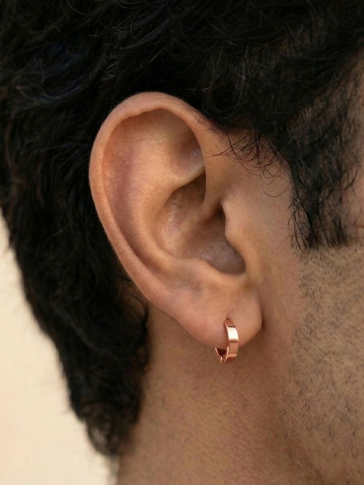 NVR Men's Rose Gold Plated Hoop Earrings
