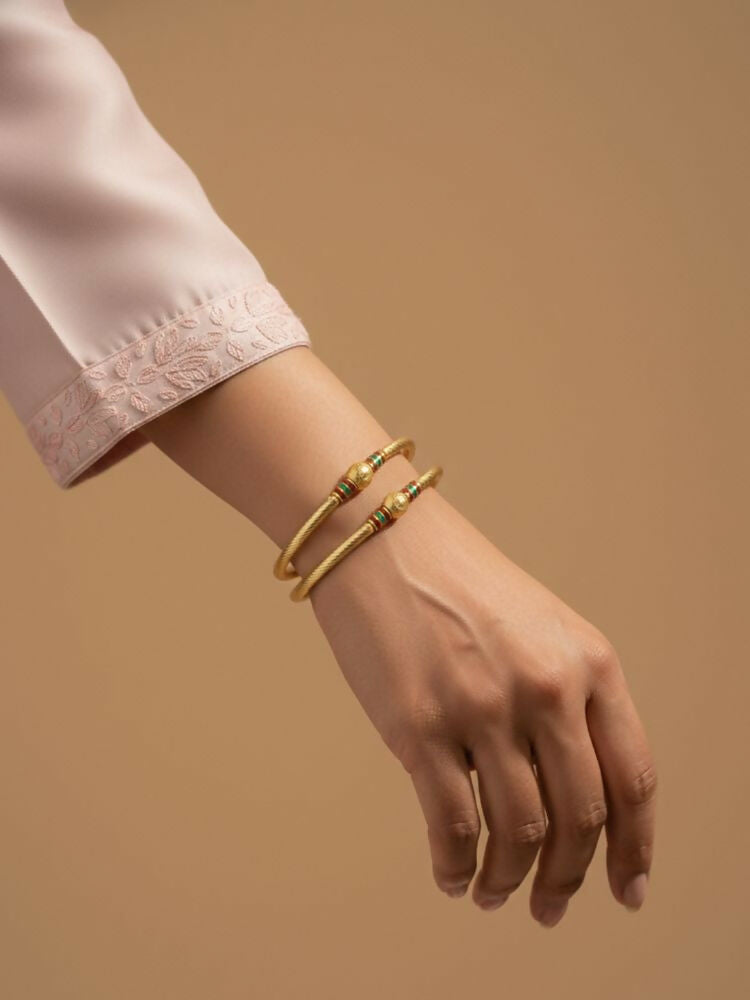 NVR Women Set of 2 Gold Plated Meenakari Kada Bangle