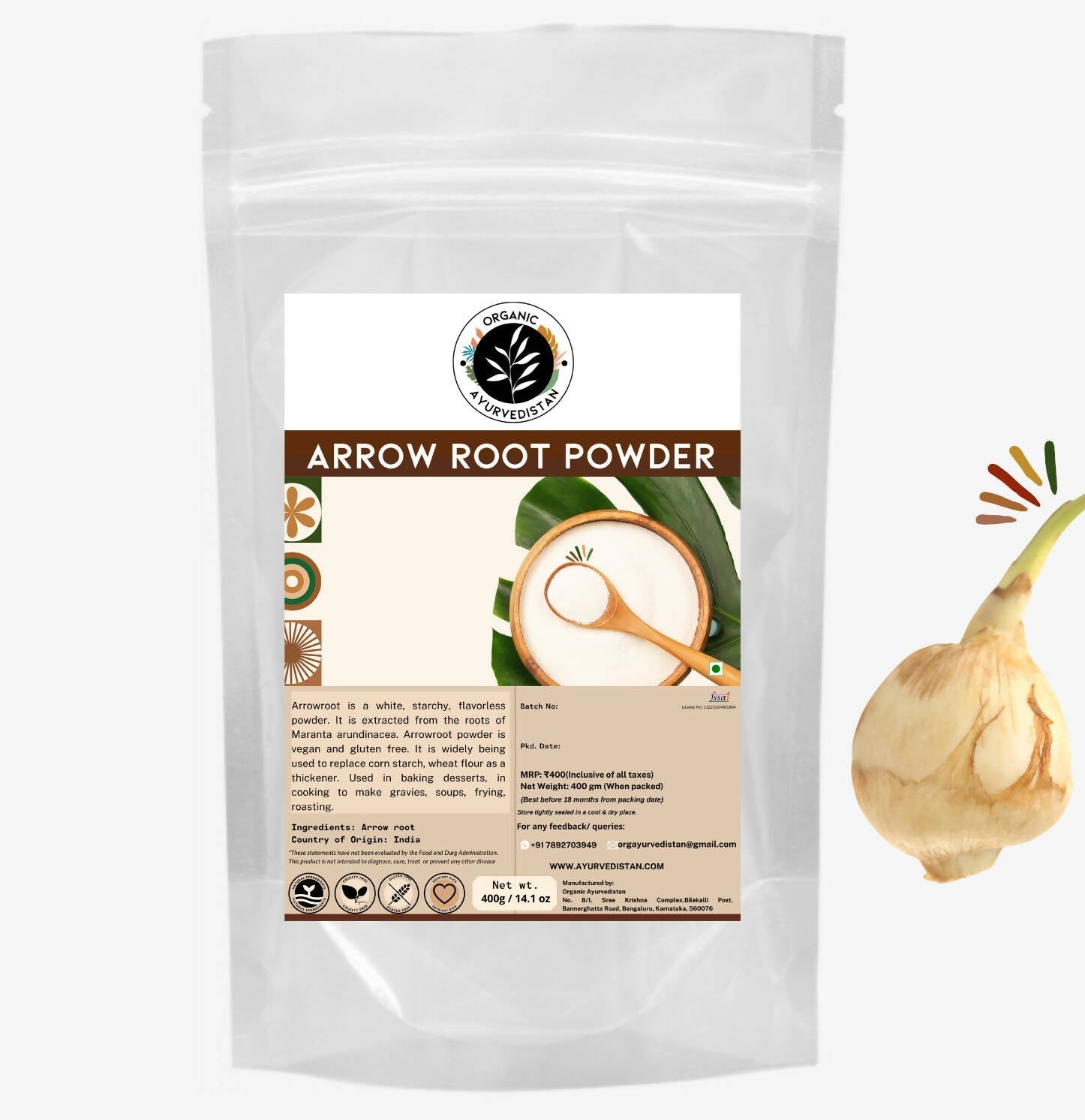 Organic Ayurvedistan Arrow Root Powder 